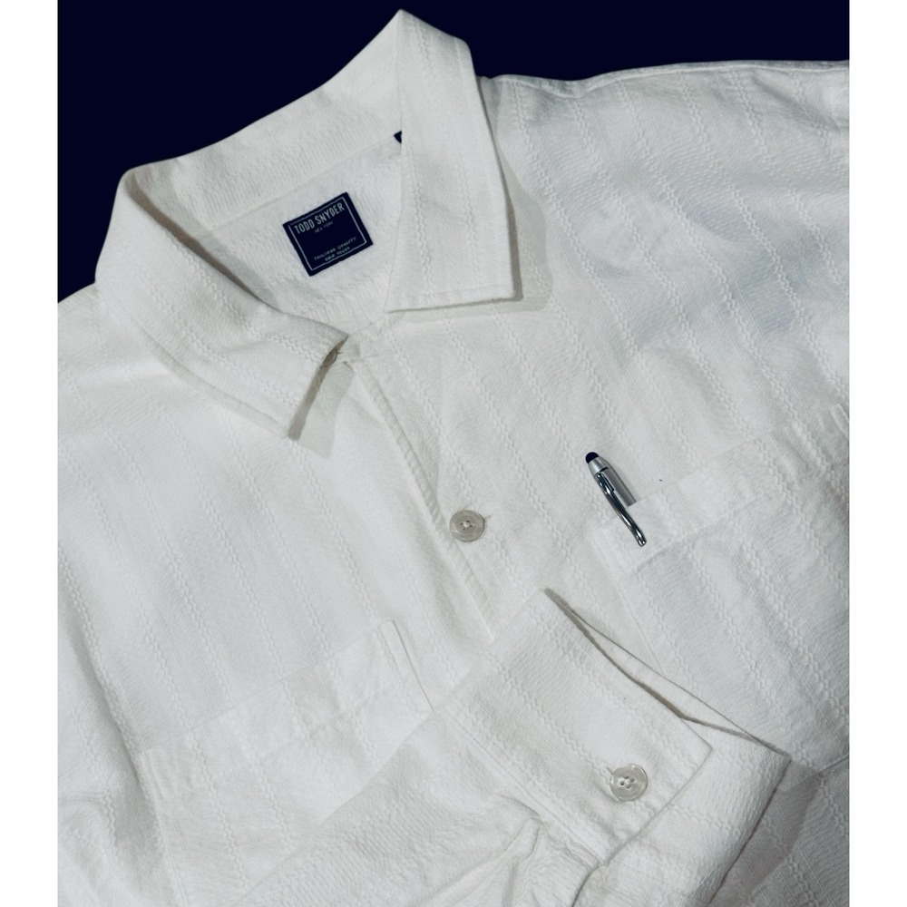 NEW Todd Snyder NY Men Guayabera Shirt XXL Geometric Textured Cotton NWT$198‎